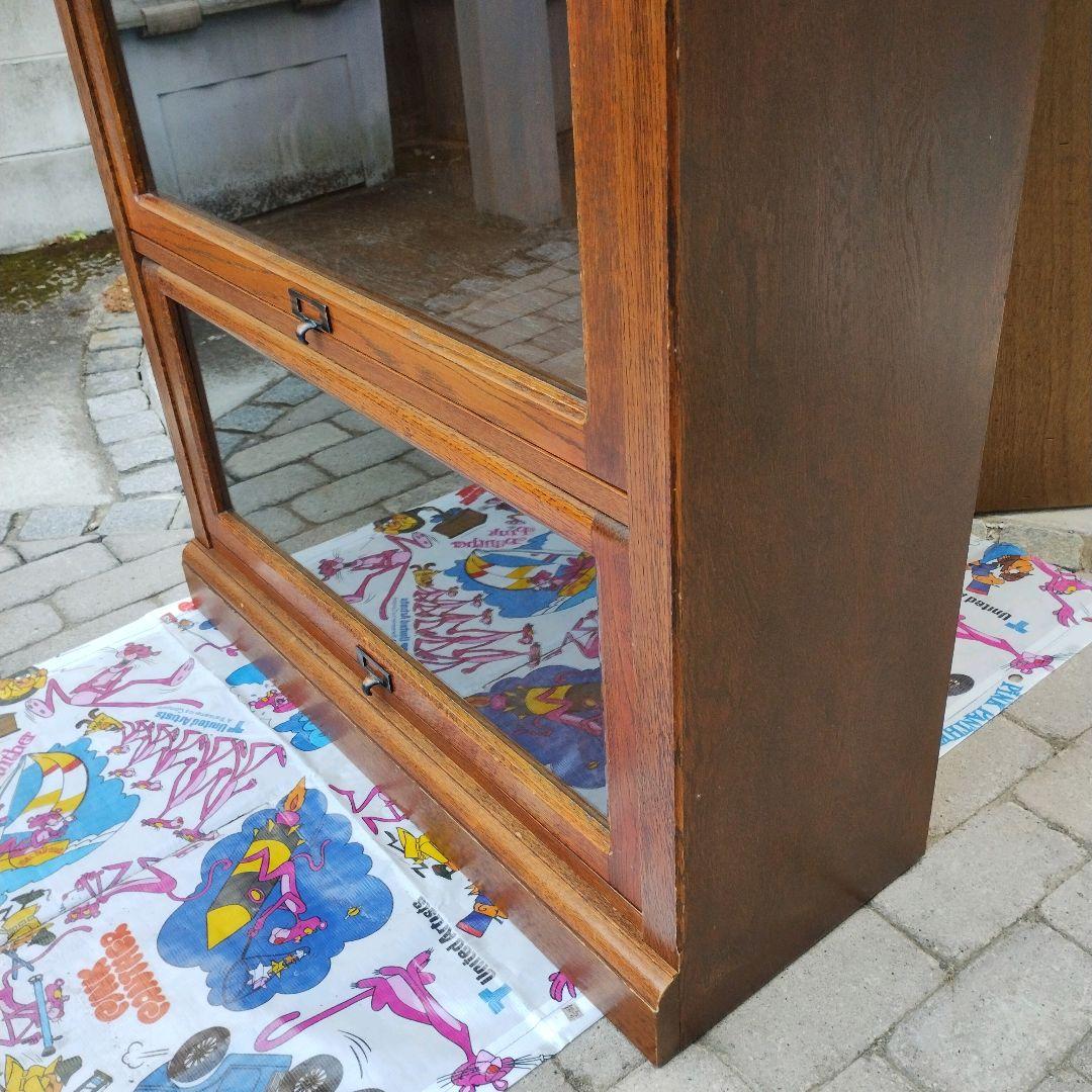 【希少】三越ブルージュ 4段フリーラック ガラスフラップ扉 キャビネット ①