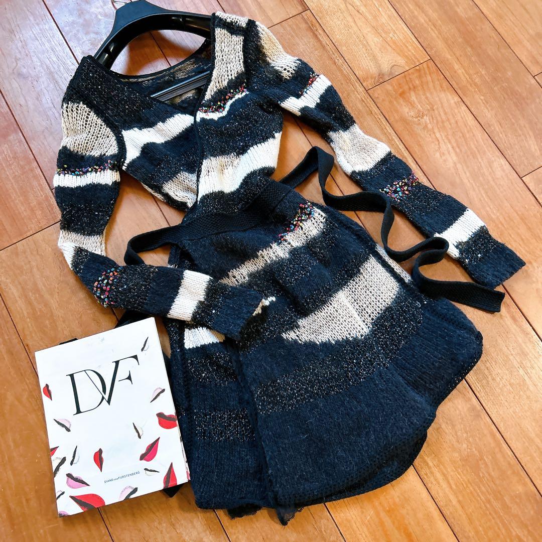 ダイアンフォンファステンバーグ　ニットワンピース　ラップドレス　ブラック　M