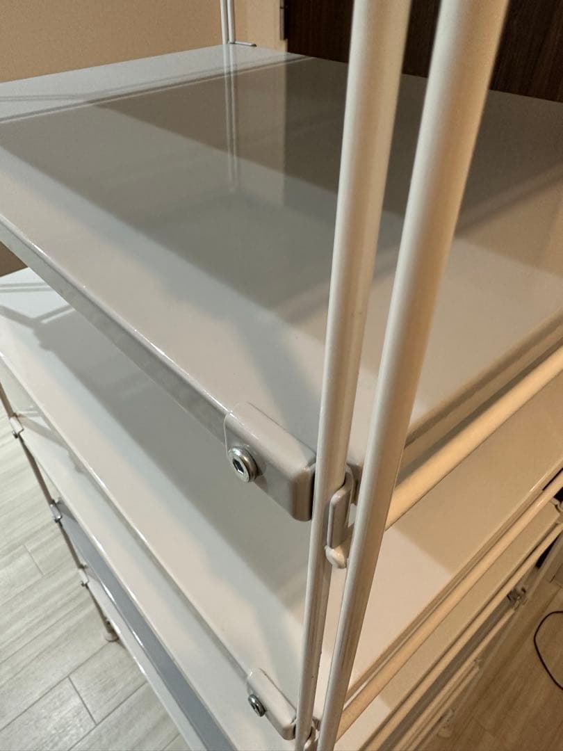 無印良品　スチールユニットシェルフ・スチール棚セット・中・オフホワイト　工具付き