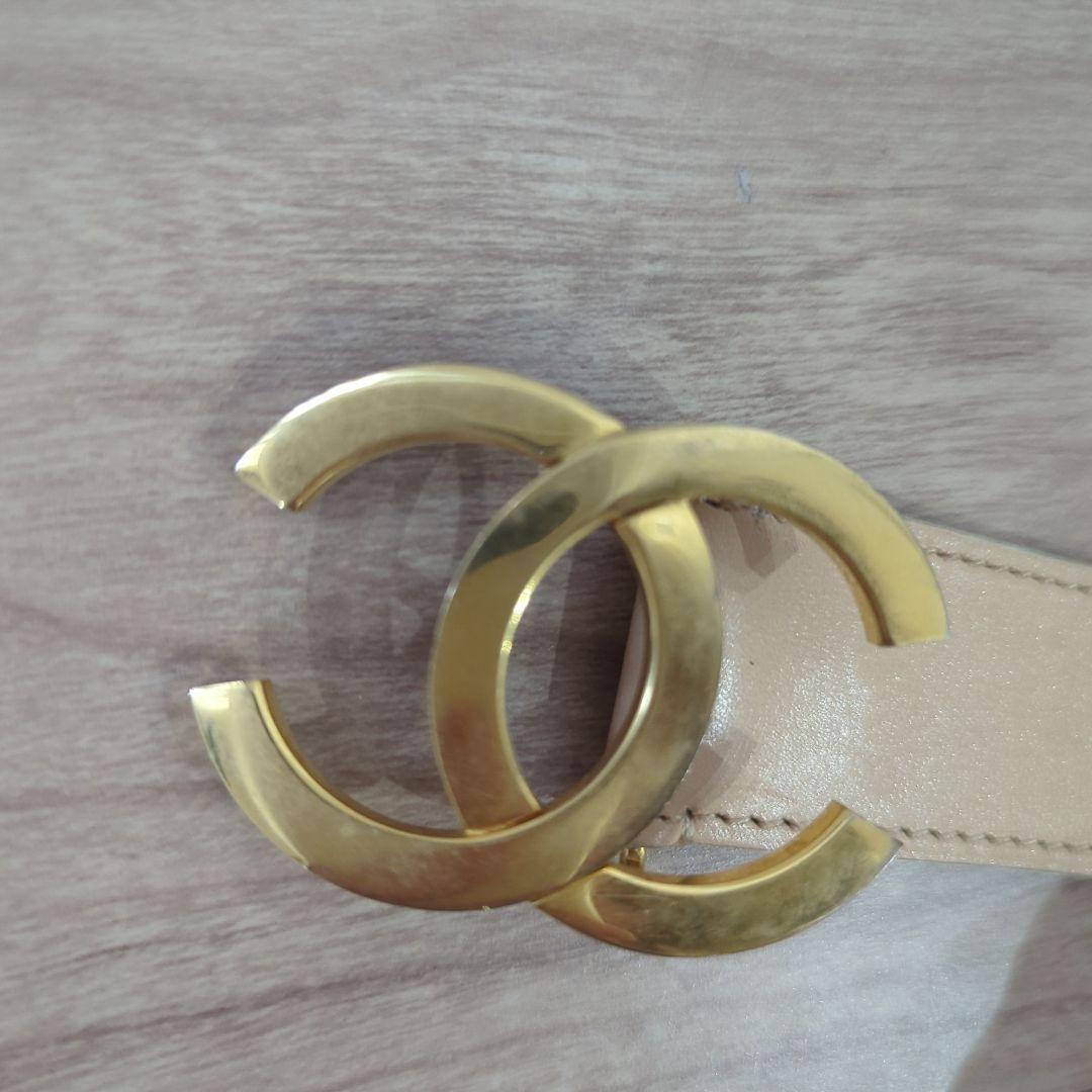 CHANEL ベージュ ダブルCロゴ ベルト 69