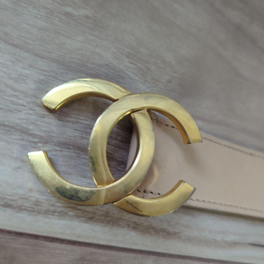 CHANEL ベージュ ダブルCロゴ ベルト 69