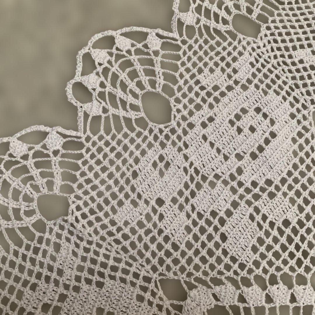 こレース編み円形テーブルクロス ホワイト