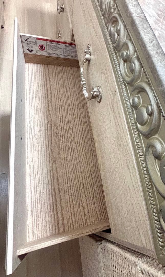 アンティークホワイト チェスト　3段ダブル　６段　木製　ⅱ