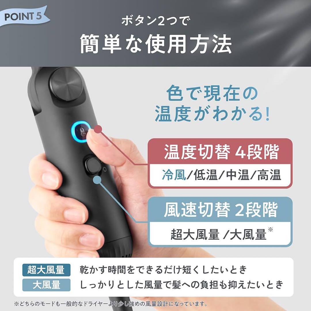 【限定1】ドライヤー 大風量 速乾 マイナスイオン 超軽量285g 海外対応