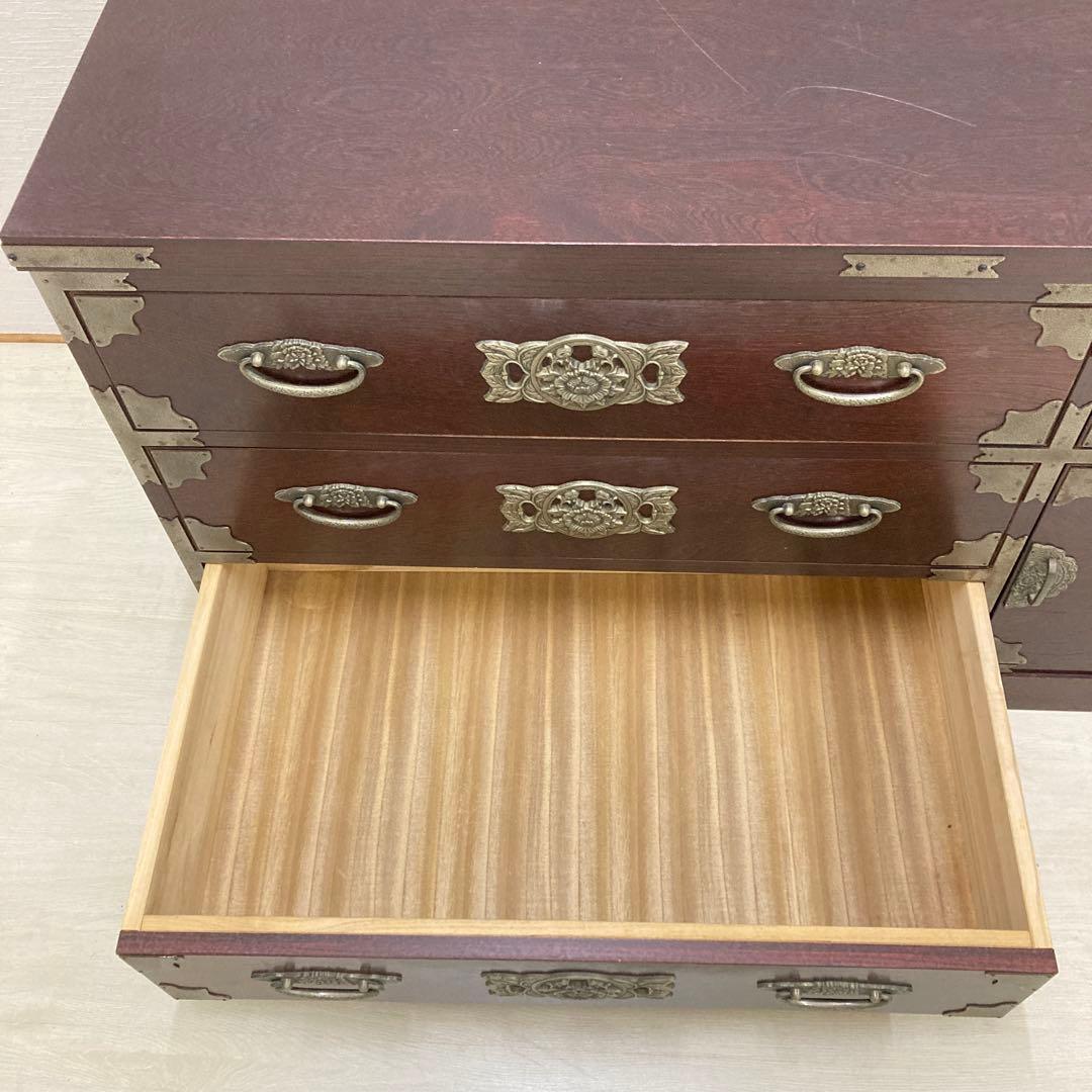 民芸調　4段チェスト　箪笥　タンス　ミドルチェスト　古民家　時代風