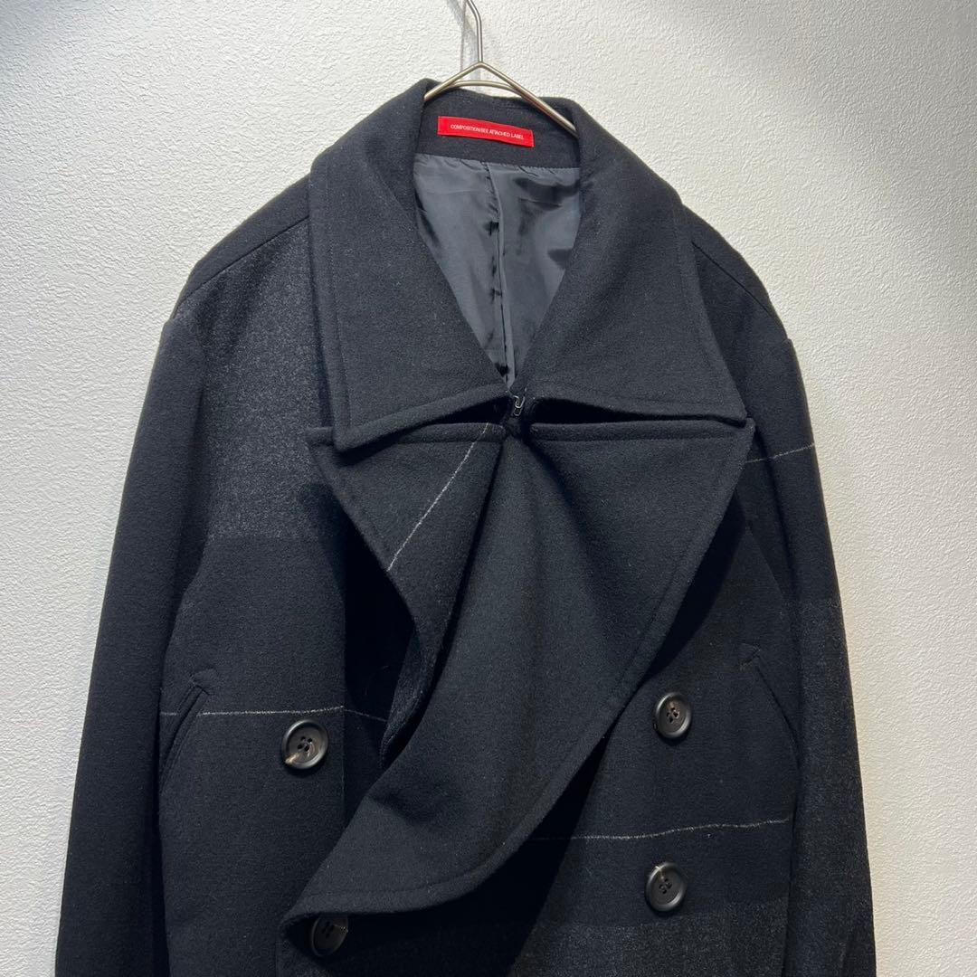 希少 美品 ワイズ レッドレーベル ウール チェック デザイン ピーコート 2