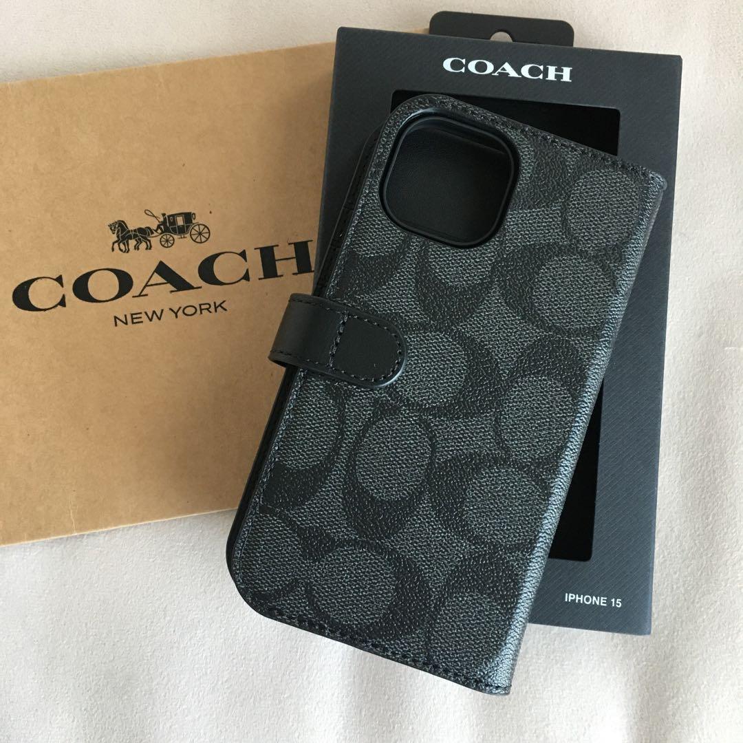新品　COACH コーチ レザー iPhone 15 ケース　手帳 スマホケース