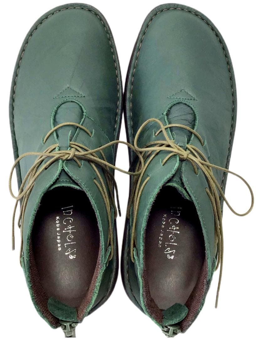 インコルジェ 83082K グリーン 23cm 紐編上げブーツ