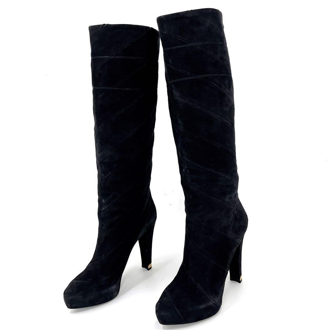 ルイヴィトン　ロングブーツ　フェアリーライン　ブラック　スウェード　38 1/2