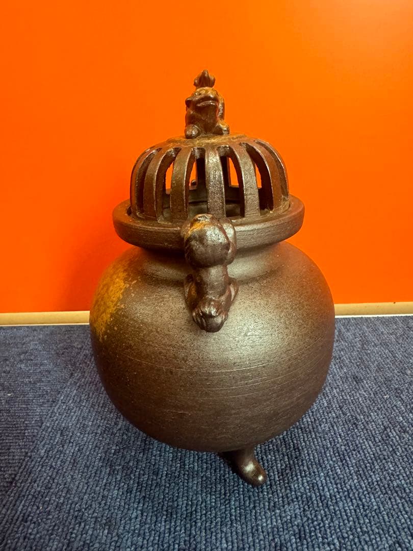 1769 備前焼　武蔵銘　獅子三足　香炉