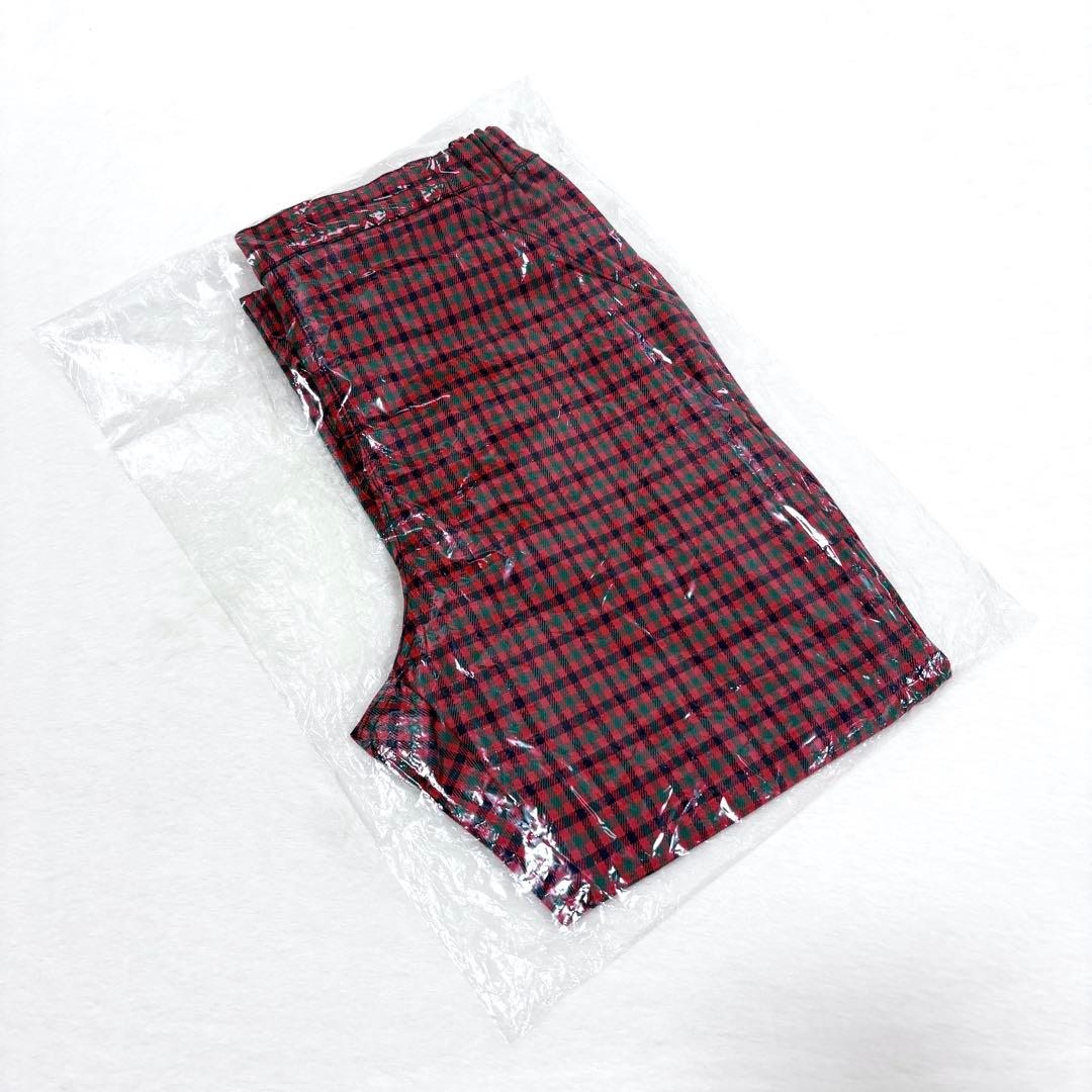 【ファミリア】新品 パンツ 9分丈 ロング チェック XF 女の子 男の子 赤