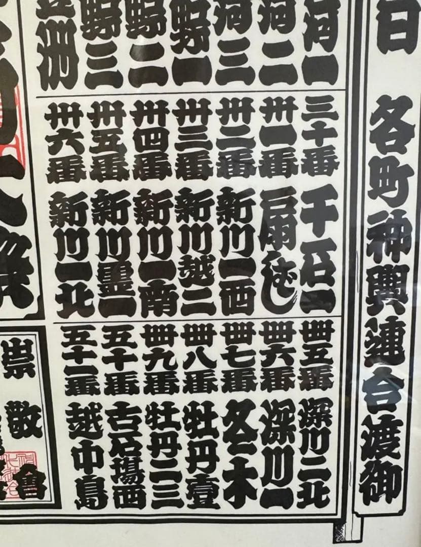 富岡八幡宮例大祭 令和5年8月13日 各町神輿連合渡御 駒番表 ポスター
