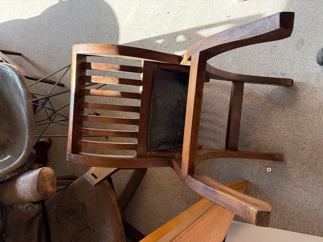 カルティニチェア スツール 本革鋲打ち バリ家具 アンティーク 椅子 当時物