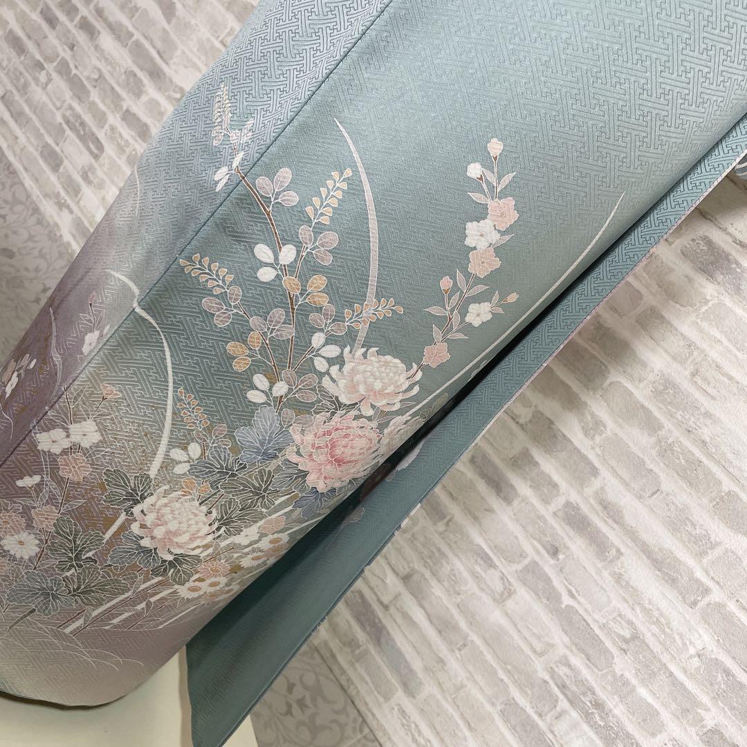 訪問着　フルセット　友禅　紗綾形地紋　金彩加工　鮮やか　入学式　卒業式　L2