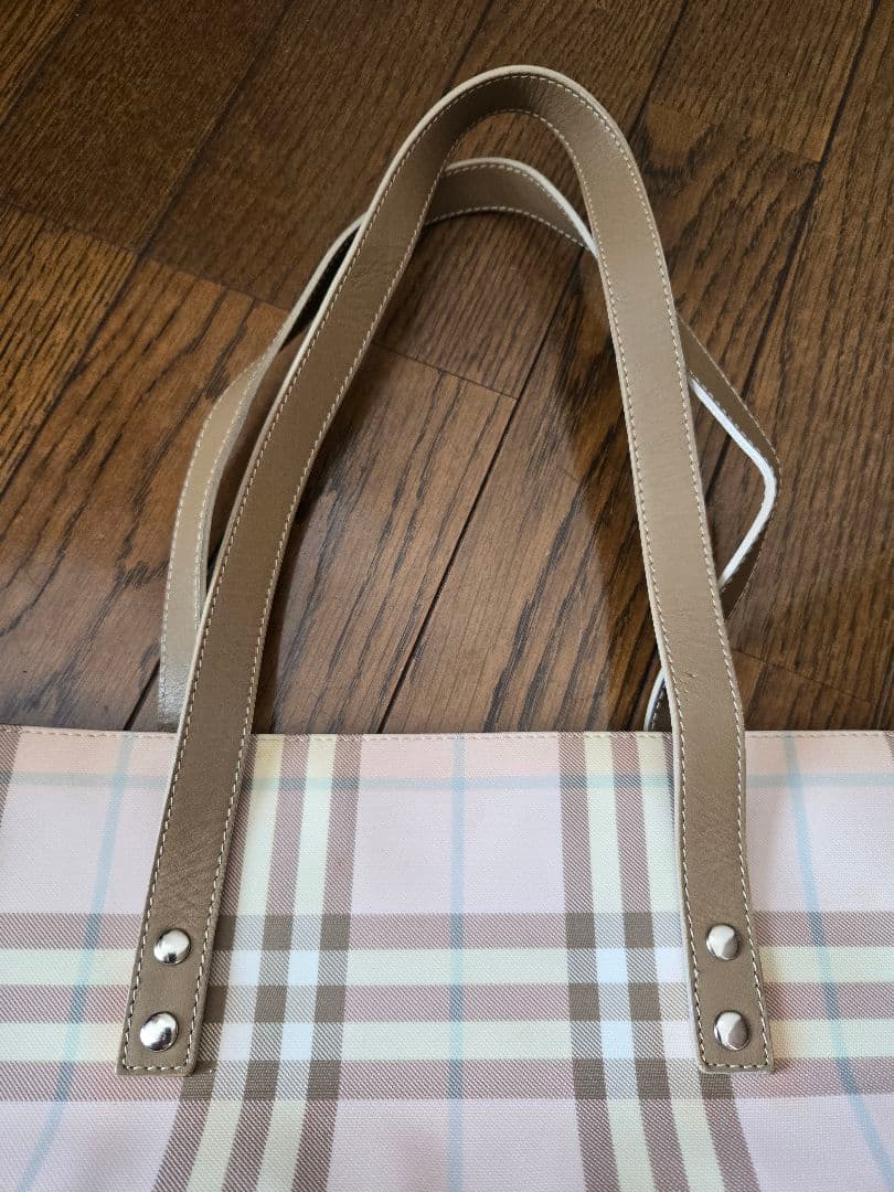 ピンク系チェック トートバッグ