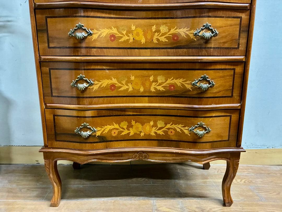 管458☆イタリア製☆アンティーク☆象嵌細工☆ヴェローナクラシック☆6段チェスト