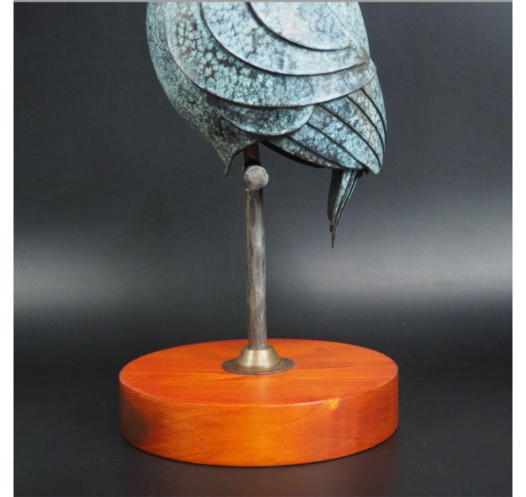 misafafa　送料無料　鍛金作家　嵯峨卓作　フクロウ　高36ｃｍ