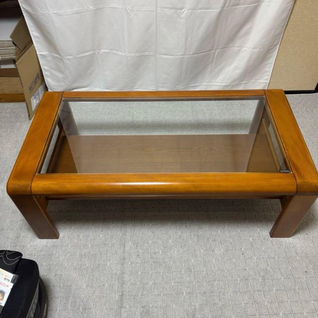 B045 karimoku カリモク センターテーブル ガラストップ レトロ