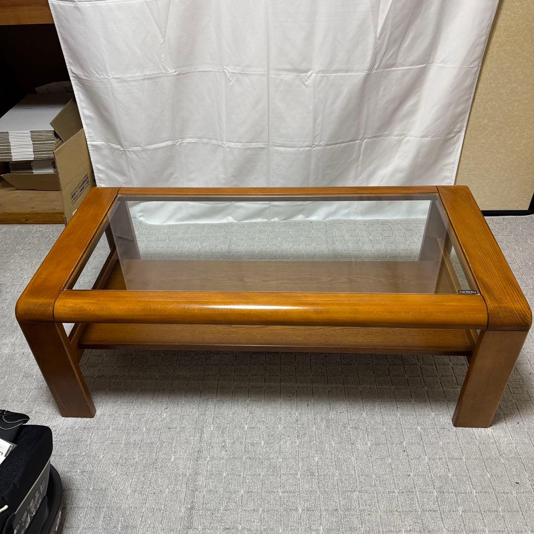 B045 karimoku カリモク センターテーブル ガラストップ レトロ