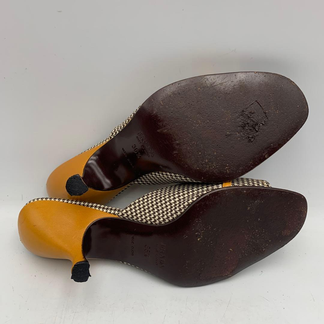 V927 プラダ ミュール 36.5 約23cm 白黒