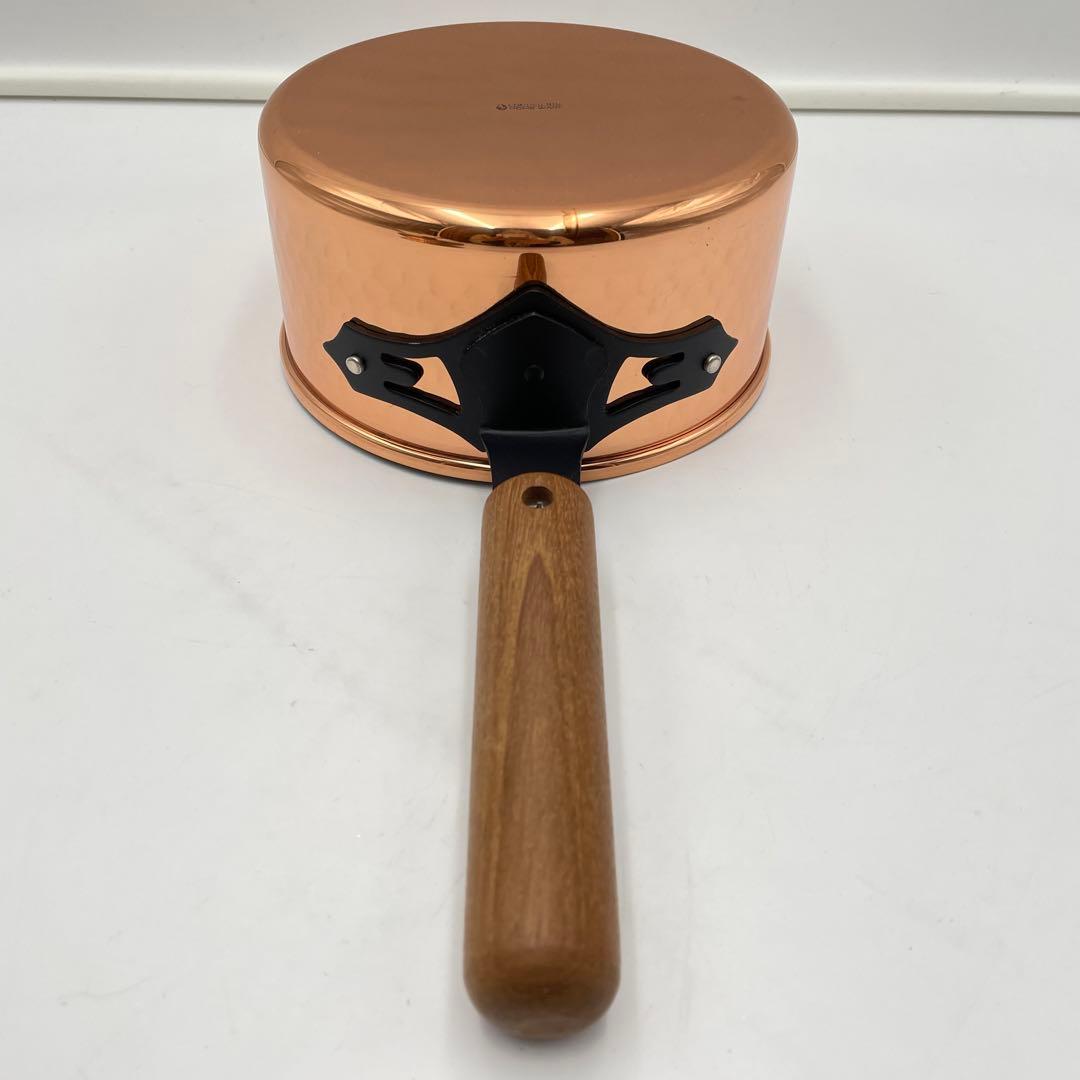 未使用　新光金属　純銅　COPPER100 鎚目入り　　片手鍋 蓋付