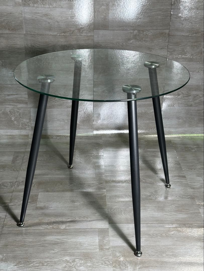 丸テーブル オシャレ 強化ガラス テーブル ラクラク組立 テーブル 新品