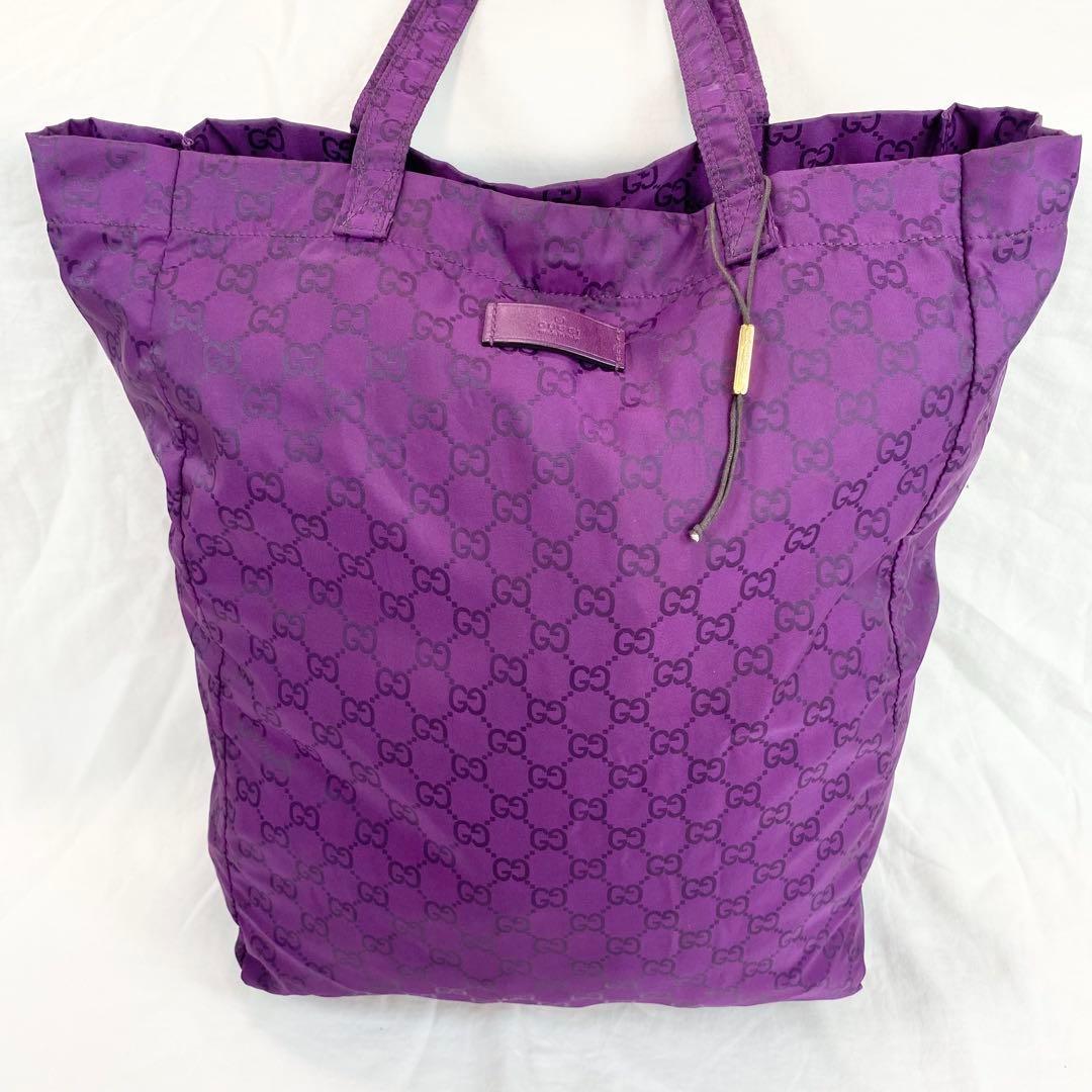 極美品✨ グッチ GUCCI GGナイロン トートバック エコバック パープル