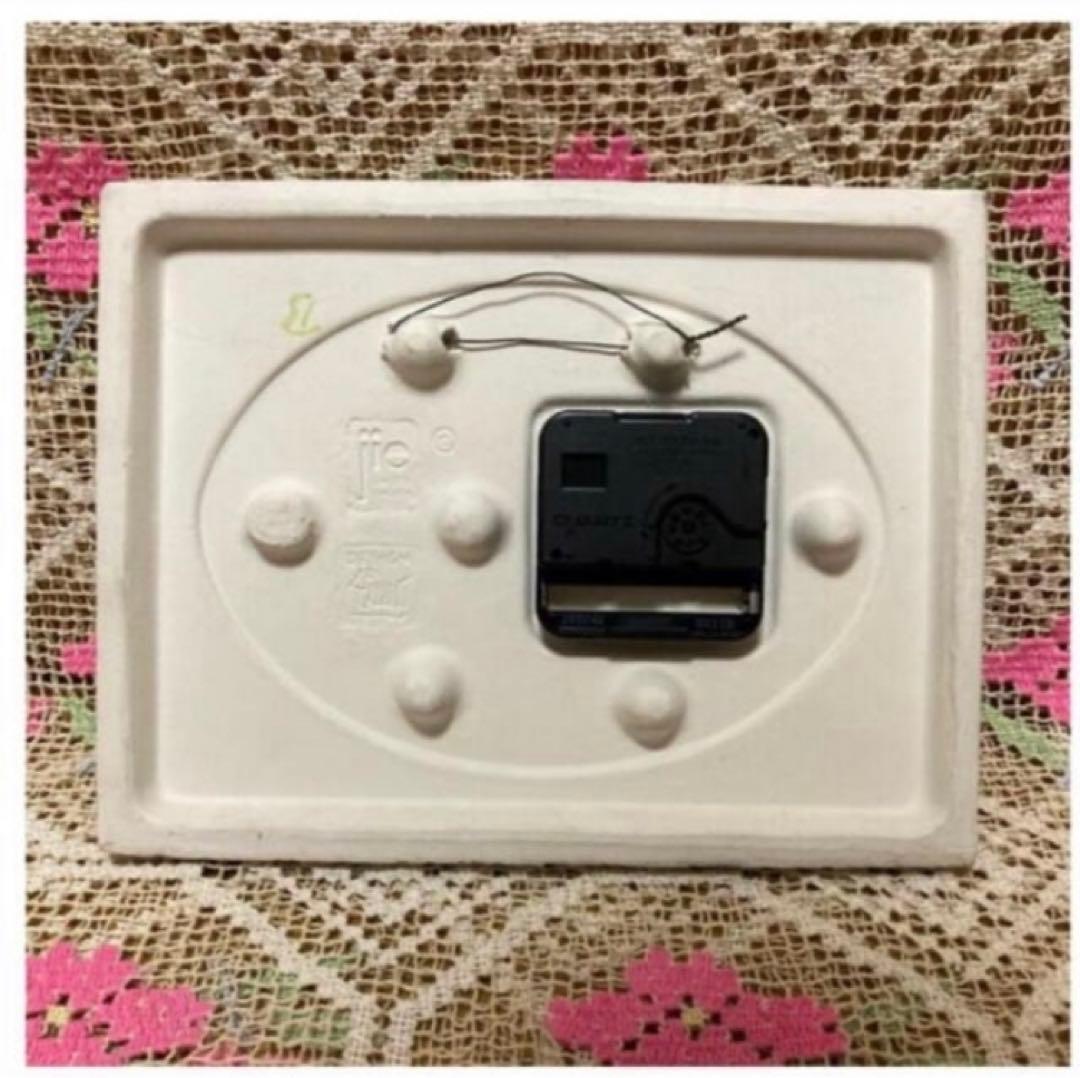 《ヴィンテージ》ジイガントフタ　スウェーデン【リネアの時計　白陶板】壁飾り