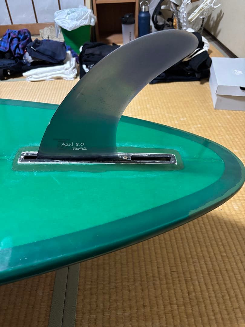 緑色 ファンボード シングルフィン付き