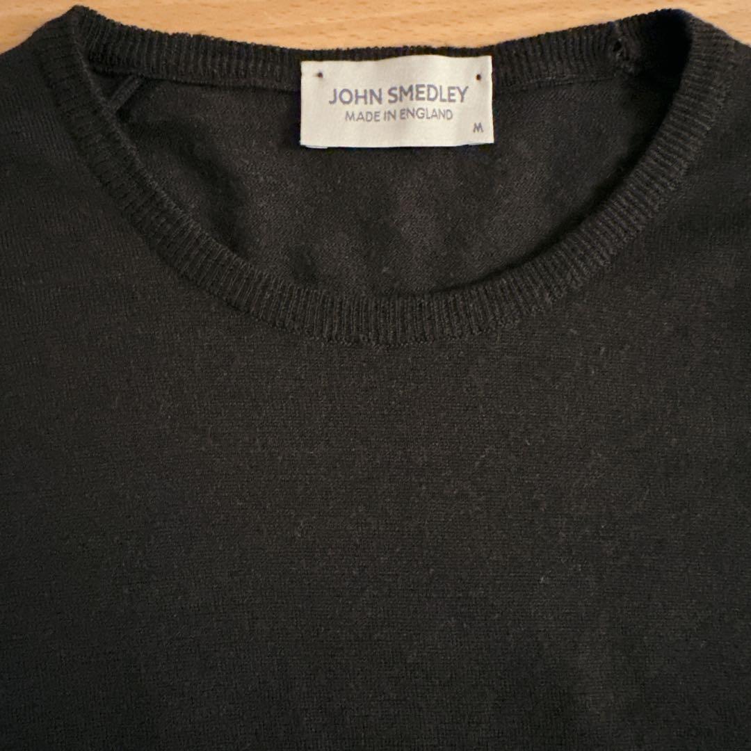 【逸品】ジョンスメドレー ハイゲージエクストラファインウールニット 黒/英国M