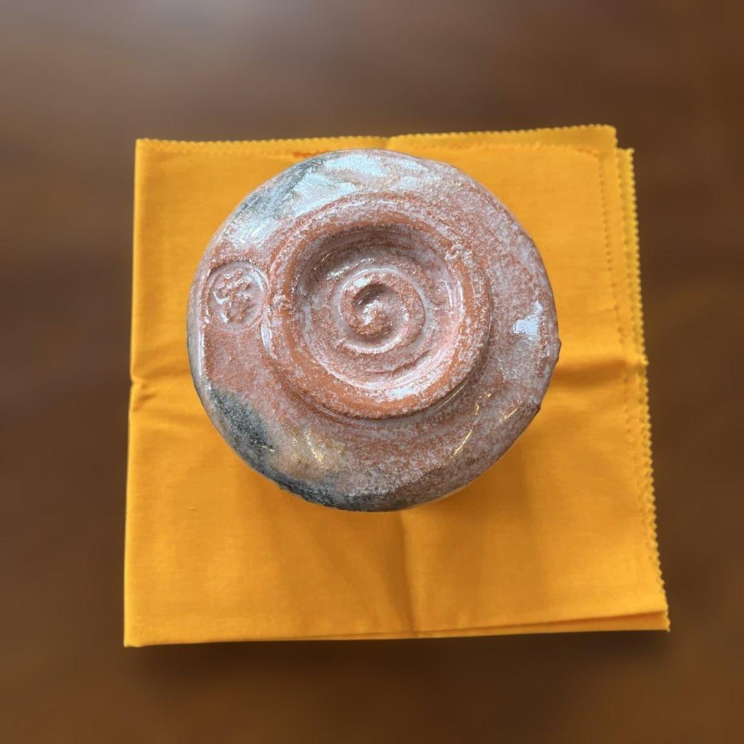 赤楽　筒茶碗　三代　佐々木昭楽造