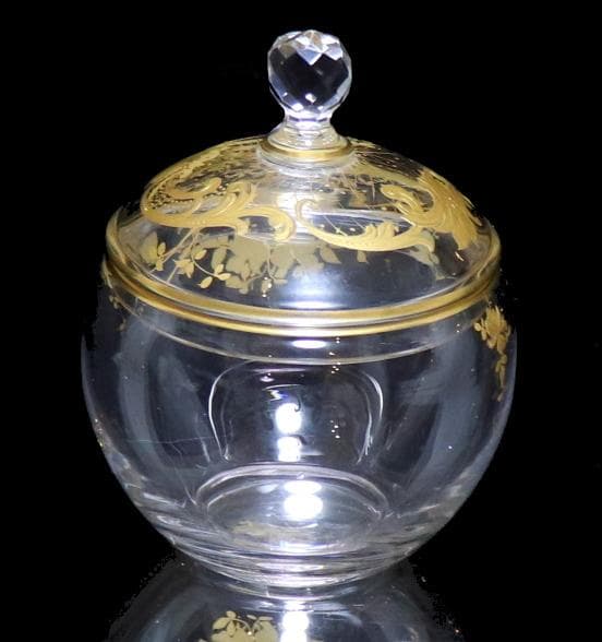 オールド・バカラ 1900年頃 盛り上げ金彩 蓋物 ボンボニエール アートピース