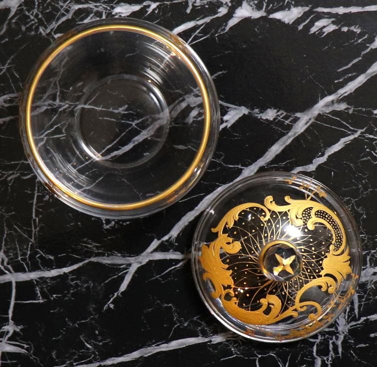 オールド・バカラ 1900年頃 盛り上げ金彩 蓋物 ボンボニエール アートピース