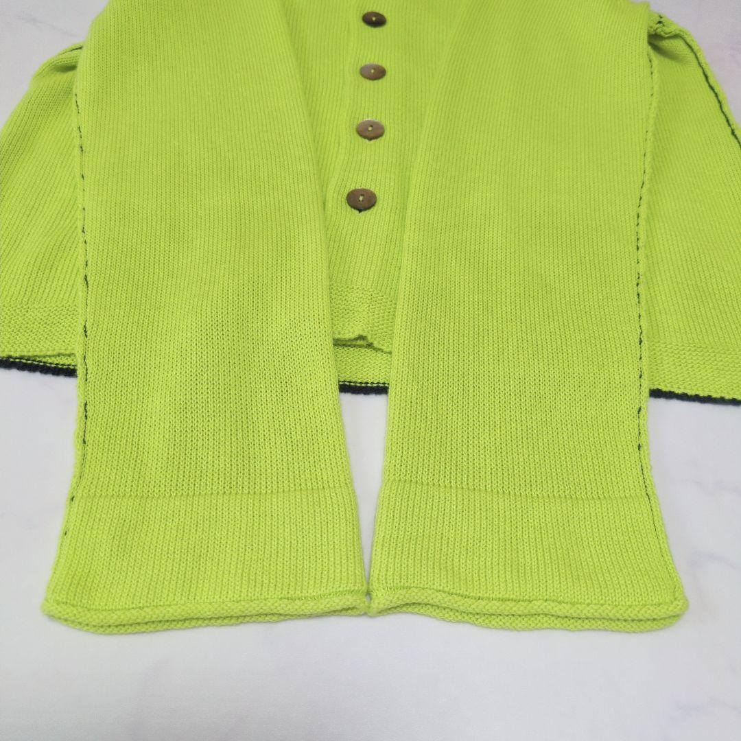 美品✨️パラスパレス 綿麻カーディガン ライムグリーン 配色 25ss