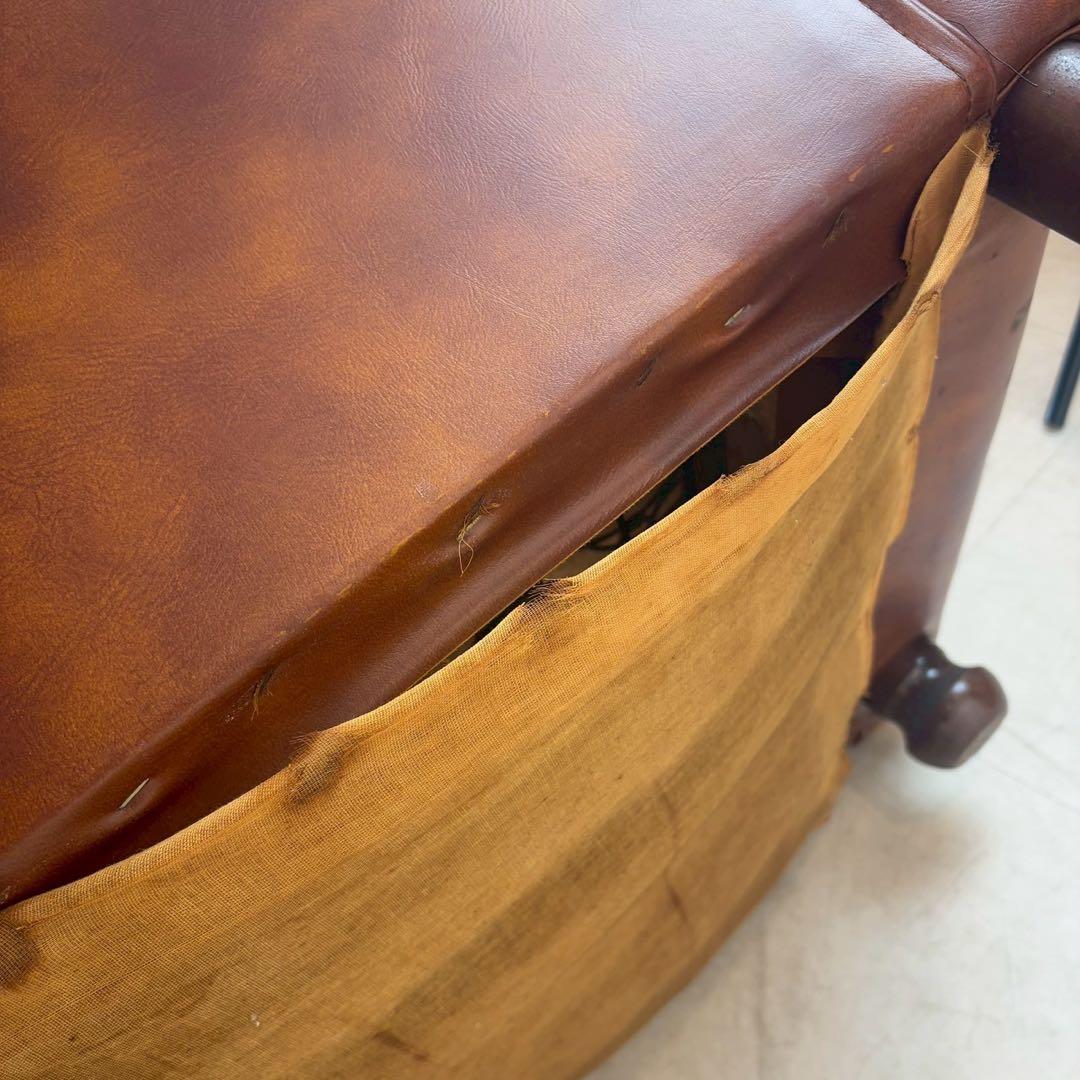 西洋アンティーク レザー 1人掛けソファ ロビーチェア 昭和レトロ 2/2