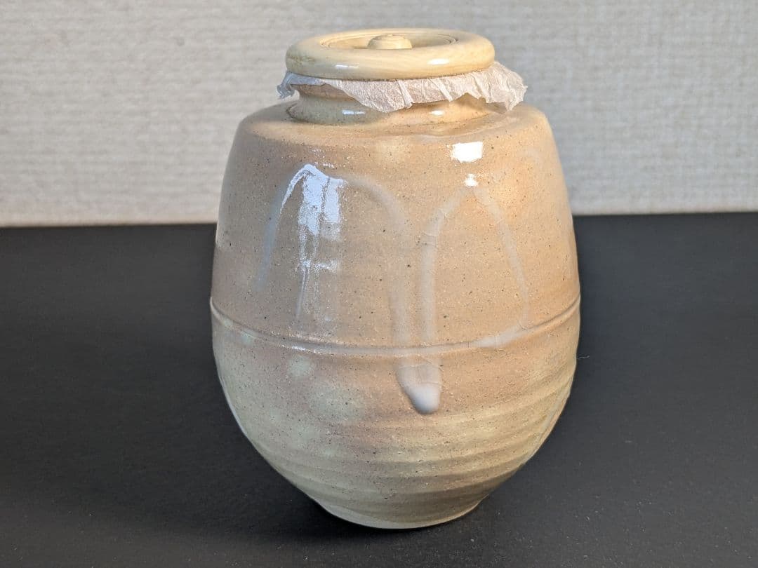 【個展出品作】【上作】朝日焼　松林豊斎　茶入　替え仕覆　定家緞子　黄地真田入間道