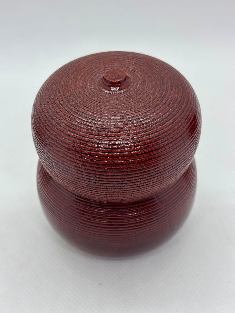 #朱漆蒔絵・糸目千筋瓢箪形・堆朱 牡丹 茶道具　棗3点セット　P-21