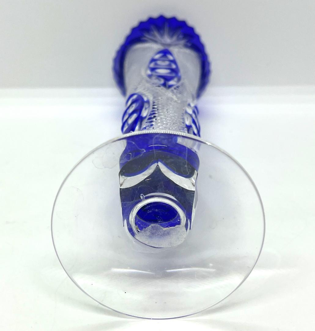 ボスポラスクリスタル 花瓶 高さ21㎝ ブルー クリスタルガラス 未使用 箱付き