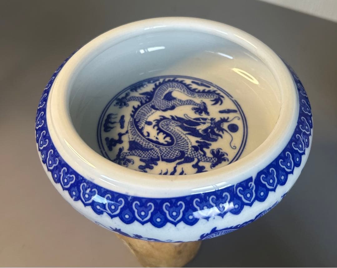 大清乾隆青花龍紋皿　筆洗書道旧家蔵出し、骨董品、縁起物、お守り、古美術