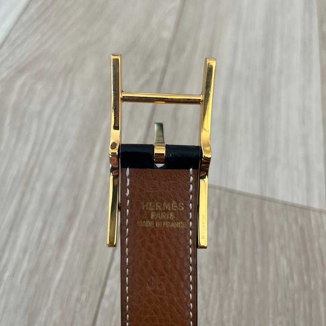 【U】HERMES ブラックレザーベルト