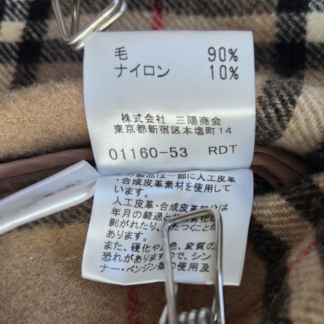 BURBERRYノバチェック　ホースロゴ刺繍　フーデットコート　レザー　ウール