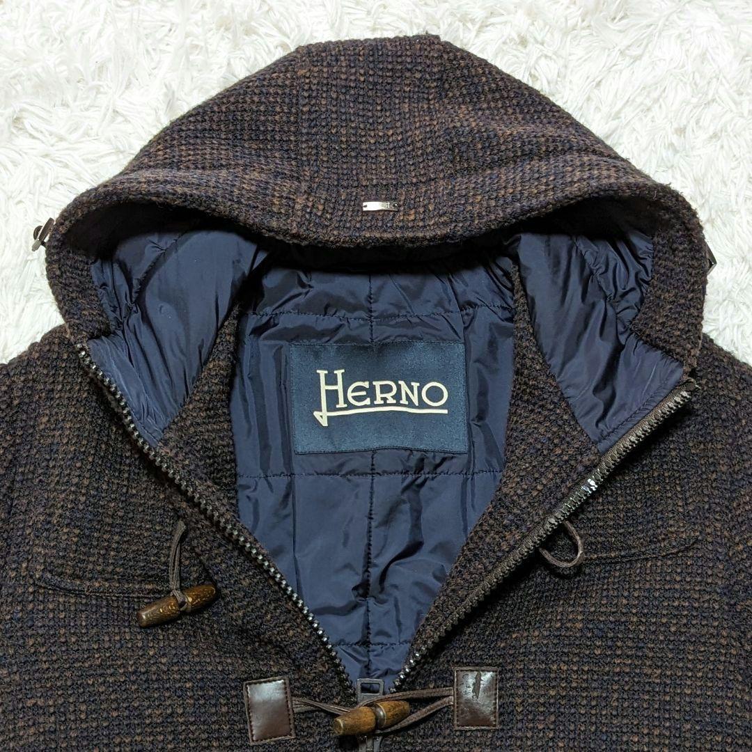 HERNO ヘルノ ダッフルコート ウール ニット ダークブラウン