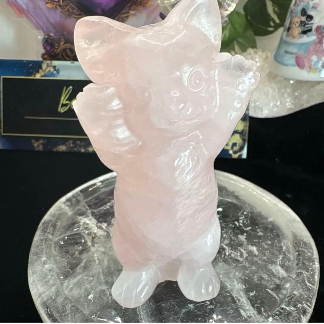 ローズクォーツ立ち猫ちゃん♡No.2416