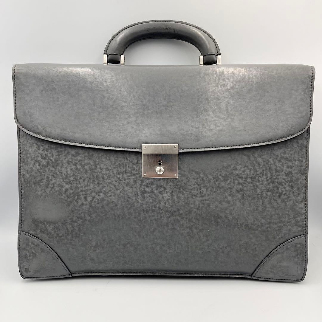 【希少カラー】Valextra ブリーフケース　ビジネスバッグ　2室　グレー