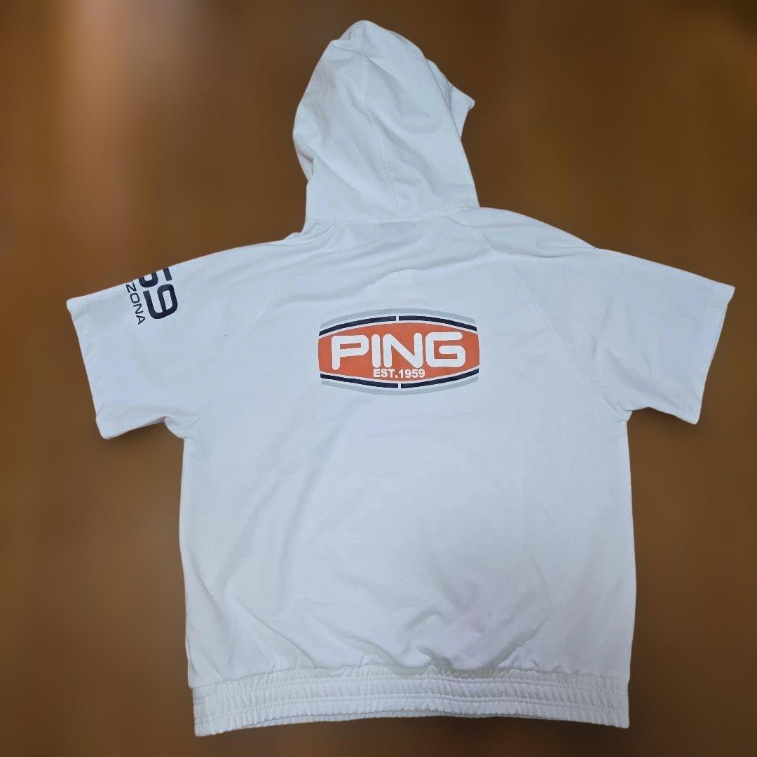 未使用 ping ピン 半袖 スウェット パーカー L ホワイト ゴルフ