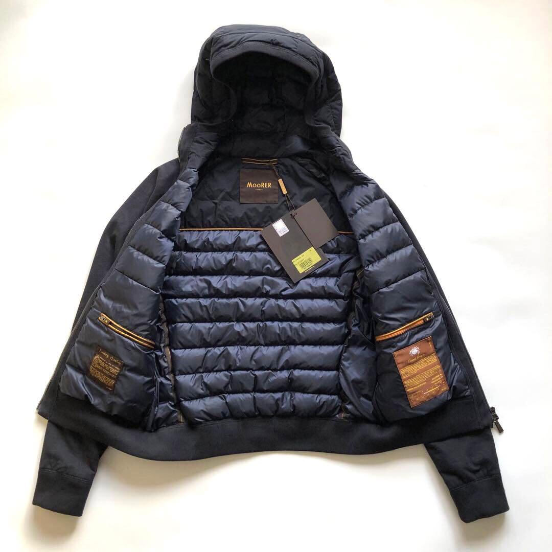 ★タグ付ほぼ未使用★ムーレー ダウンジャケット フード ネイビー M程度