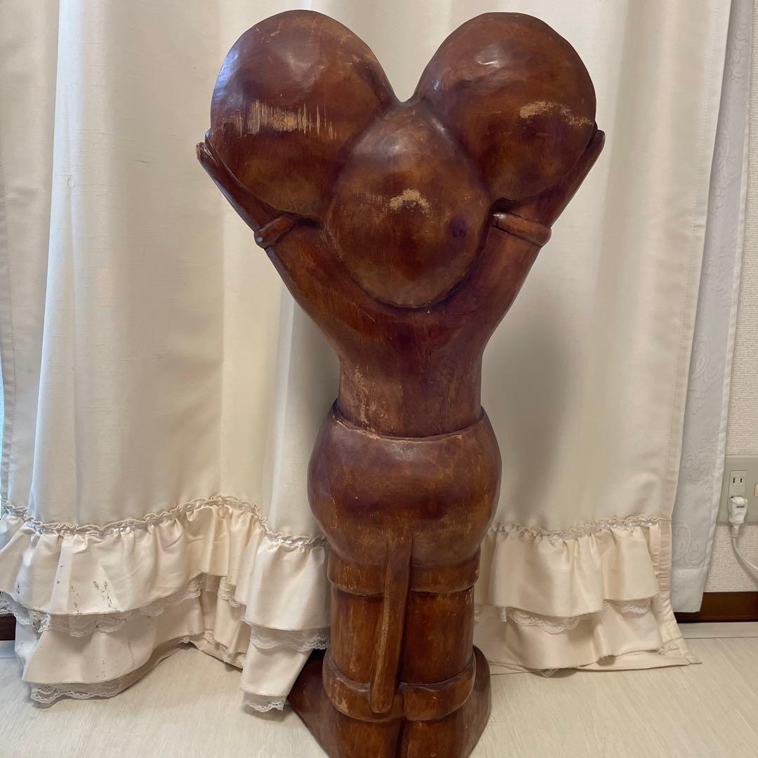 ミッキーマウス エクステリア 木彫り 木 置物　インテリア