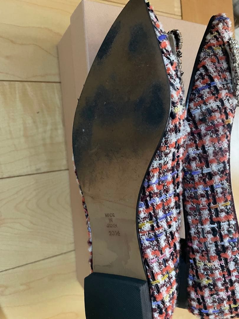 値下げ　OHGA ビジュー付きツィートパンプス23.5