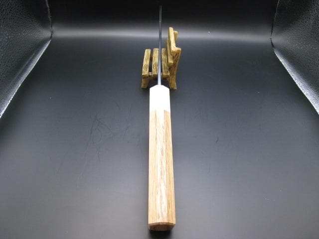 [新品未使用] 三徳包丁180mm黒打ち仕上げ 白紙1号 樫 八角