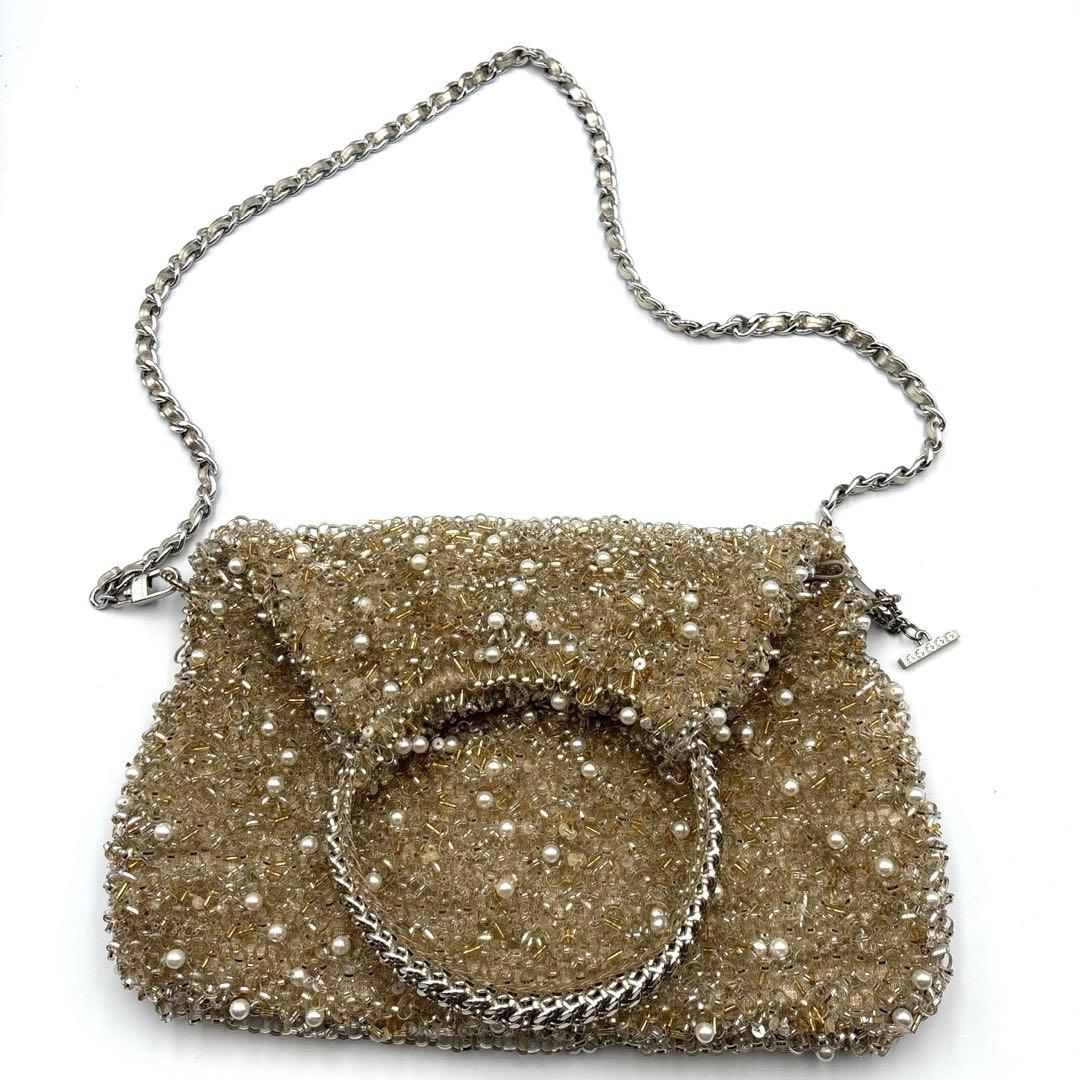 アンテプリマ ワイヤーバッグ ペルラグリッター 3way シャンパンゴールド